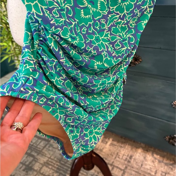 J. Crew Teal Purple Floral 1-Pc Swimsuit Lightly Padded Women’s Sz Med EUC - Picture 7 of 10